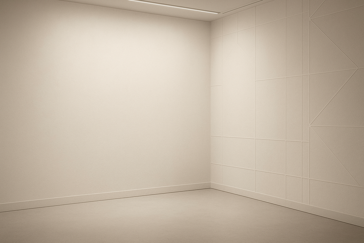 Beige room with tiled walls and a plain floor